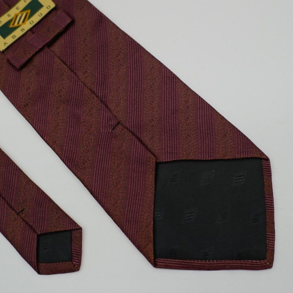 Joseph Abboud Brown Purple Striped Woven Short Wide Silk Tie - Picture 5 of 6